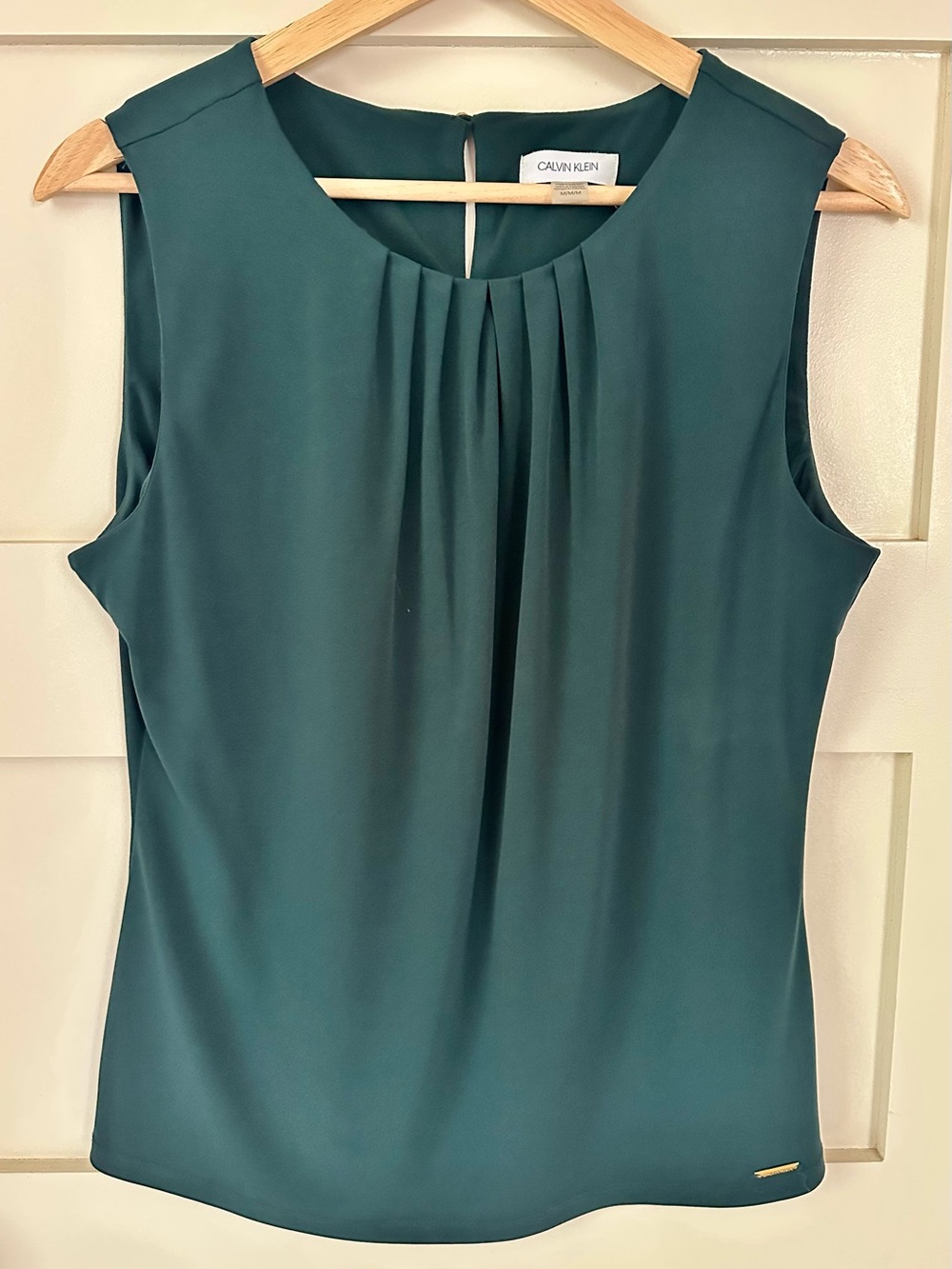 Calvin Klein Dark Green Sleeveless Keyhole Shell